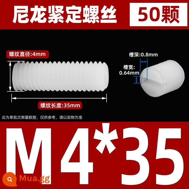 Máy vít bộ nylon vít gạo máy vít nhựa gạo vít không đầu từ bộ vít M3M4M5M6M8 - M4*35 (50 cái)