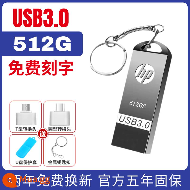 Ổ đĩa flash HP tốc độ cao chính hãng dung lượng lớn 1t điện thoại di động máy tính Ổ đĩa flash USB 2t ổ đĩa flash USB trên ô tô 512g Đĩa tùy chỉnh 2000g - Phiên bản tốc độ cao 3.0---[Tháp khấu trừ 512G]