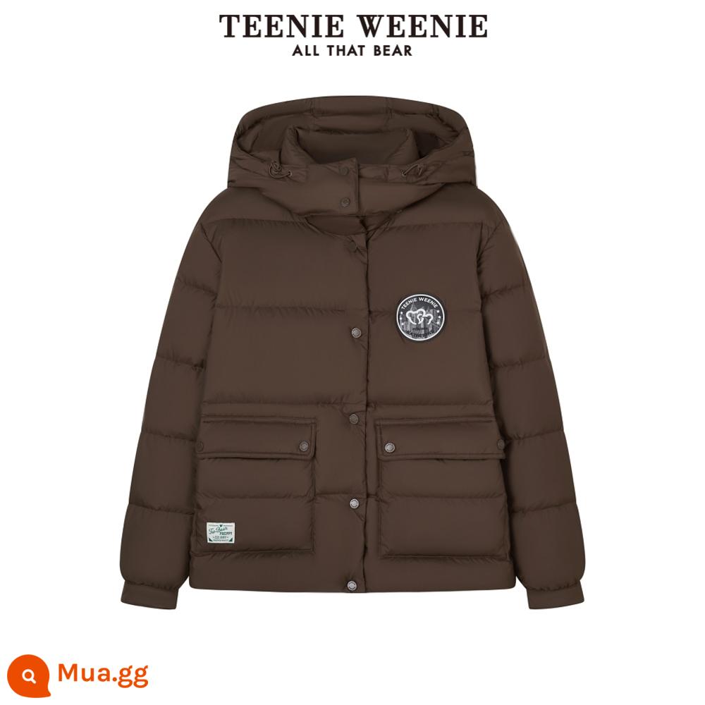 [Phong cách tương tự như Zhao Lusi] TeenieWeenie Bear Winter New Bread Jacket Goose Down Light Down Jacket - nâu