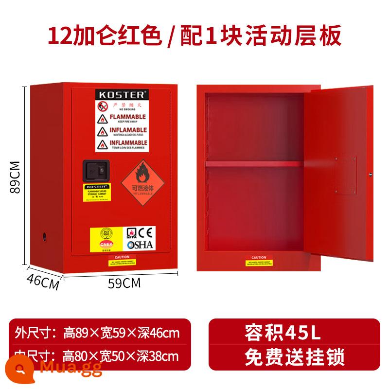 Nội các vụ nổ công nghiệp Fireproof 12 gallon Dòng dễ cháy Tủ an toàn hóa học tủ lưu trữ rượu - 12 gallon màu đỏ dày/2 chiếc cộng với một kệ miễn phí và ổ khóa