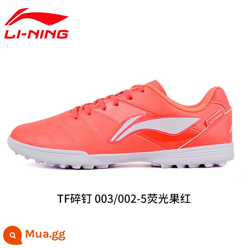 Chính hãng Li Ning trẻ em người lớn giày đá bóng nam nữ tiểu học bé trai đinh gãy giày TF training chân da cỏ nhân tạo - Quả huỳnh quang đỏ/trắng