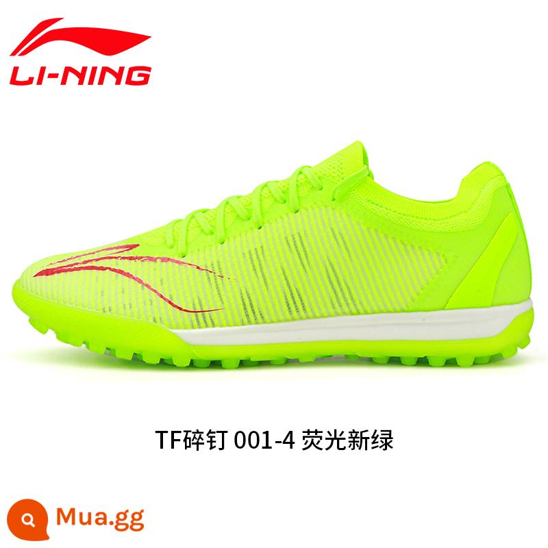 Chính hãng Li Ning trẻ em người lớn giày đá bóng nam nữ tiểu học bé trai đinh gãy giày TF training chân da cỏ nhân tạo - huỳnh quang màu xanh lá cây