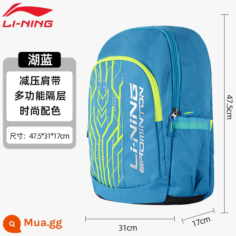 Ba lô Li Ning dành cho nam, ba lô leo núi du lịch sức chứa lớn, túi bóng rổ đại học dành cho nữ, cặp học sinh trung học cơ sở, học sinh trung học phổ thông - Công nghệ Lake Blue 104-2 [Sức chứa lớn, nhiều lớp, chống thấm nước và chống mài mòn]