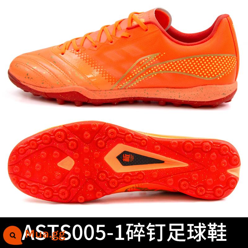 Giày đá bóng Li Ning nam đinh gãy người lớn trẻ em giày tập bóng đá nam nữ học sinh tiểu học thanh niên tf sneakers - Móng tay da Kangaroo đỏ huỳnh quang 005-1