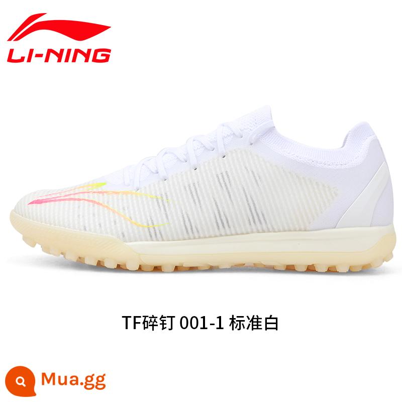 Chính hãng Li Ning trẻ em người lớn giày đá bóng nam nữ tiểu học bé trai đinh gãy giày TF training chân da cỏ nhân tạo - tiêu chuẩn trắng