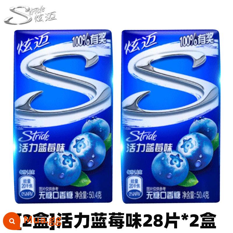 Kẹo cao su không đường Xuân Mai 28 cái * 4 hộp hương nho bạc hà dưa hấu kẹo cao su bong bóng hơi thở thơm mát xylitol không đường - [Hộp đôi] Hương vị việt quất sống động 28 viên * 2 hộp