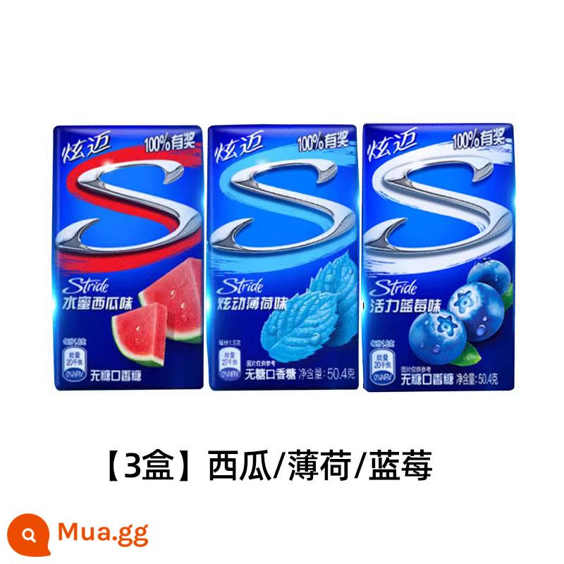 Kẹo cao su không đường Xuân Mai 28 cái * 4 hộp hương nho bạc hà dưa hấu kẹo cao su bong bóng hơi thở thơm mát xylitol không đường - [3 hộp] Dưa hấu/Bạc hà/Việt quất