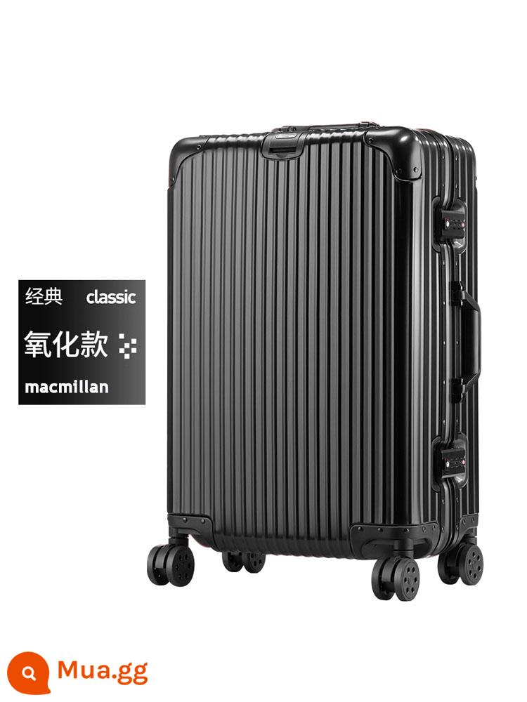 Macmillan hợp kim hoàn toàn bằng nhôm-magiê trường hợp xe đẩy 20 inch bánh xe đa năng 24 inch vali nam và nữ vali 28 inch - Model oxy hóa màu đen (hộp hợp kim nhôm-magiê, bảo hành ba năm)