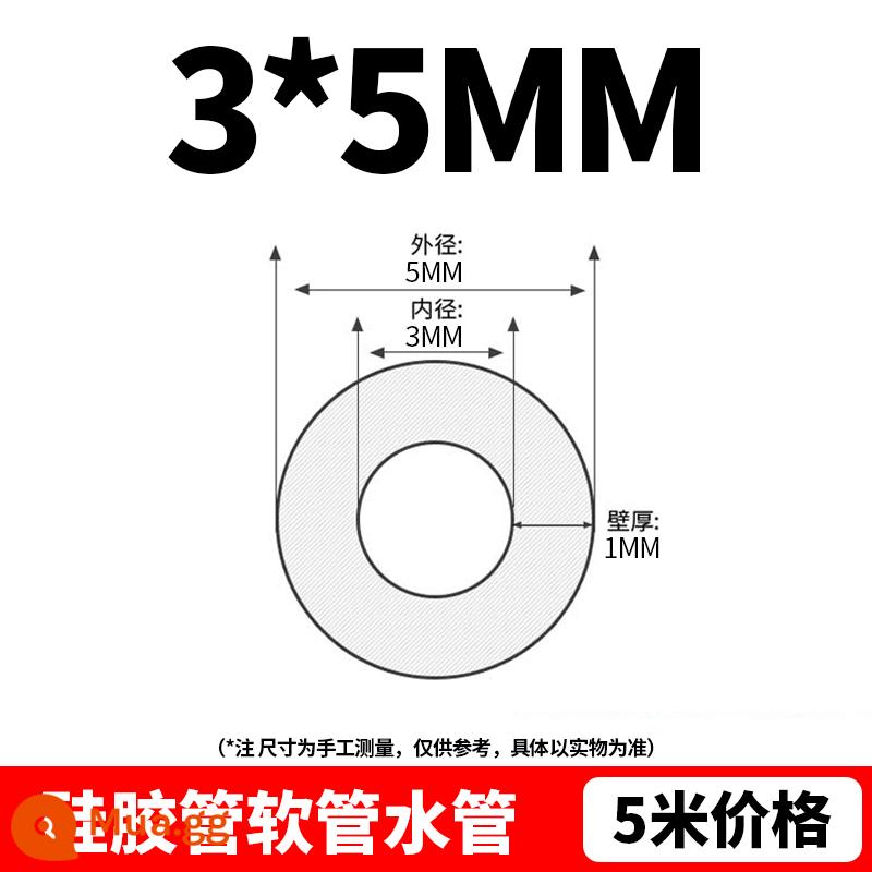 Ống silicone, ống cao su silicone, ống ngang mờ, chịu nhiệt độ cao, đàn hồi, ống dẫn nhiệt cấp công nghiệp 4 điểm 6 điểm - 3*5 (5 mét