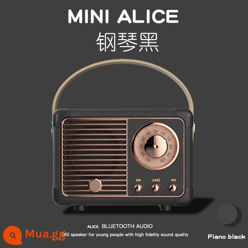 Retro Bluetooth Loa Bass Pháo binh nhỏ Âm thanh nhỏ không dây Chất lượng âm thanh cao cực kỳ thấp - Đàn piano màu đen Bluetooth 5.0 Màu Morandi