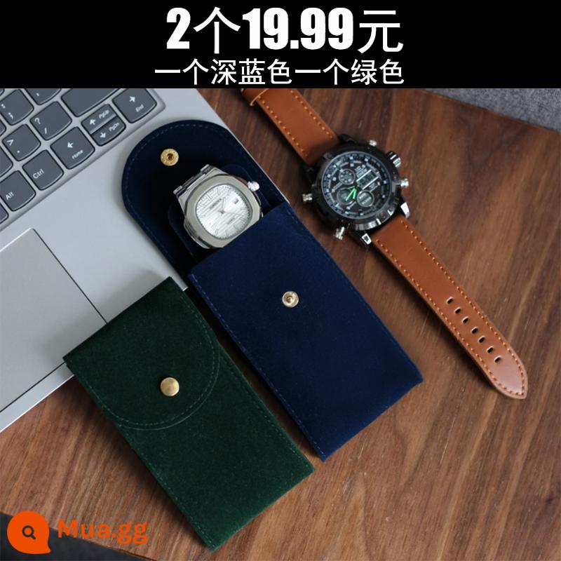 Green ghost watch storage bag portable watch bag travel watch bag protection bag nhung hộp đồng hồ single storage box - Một màu xanh đậm và một màu xanh đậm