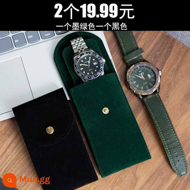 Green ghost watch storage bag portable watch bag travel watch bag protection bag nhung hộp đồng hồ single storage box - Một màu xanh đậm và một màu đen