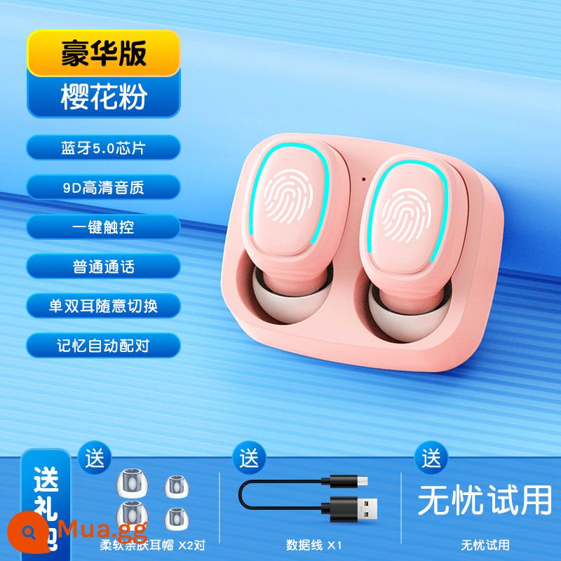 Tai nghe Bluetooth mini không dây nhét tai giảm tiếng ồn chất lượng cao mới cho Apple vivo Xiaomi oppo Huawei - [Phiên bản cao cấp] Sakura Pink (chip thông thường chất lượng âm thanh độ phân giải cao 5.0★9D)