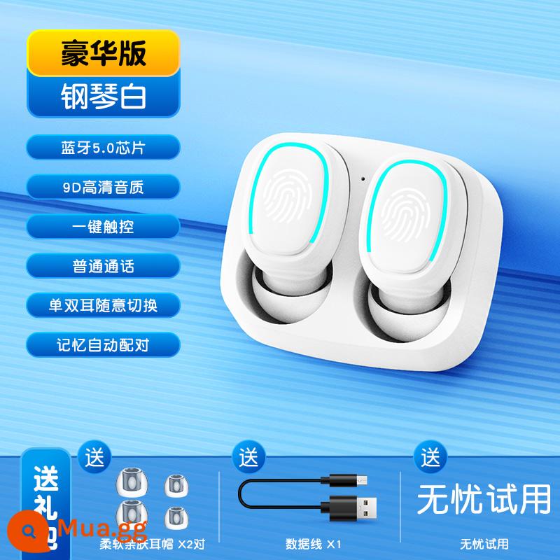 Tai nghe Bluetooth mini không dây nhét tai giảm tiếng ồn chất lượng cao mới cho Apple vivo Xiaomi oppo Huawei - [Phiên bản cao cấp] Piano White (chip thông thường chất lượng âm thanh độ phân giải cao 5.0★9D)