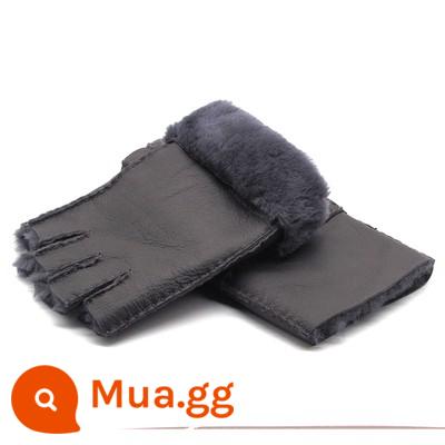 Furmop Half -Finger Găng tay mùa đông lạnh -Proof Warm Wear Semi -Writed Writing Bàn phím Chạm cảm ứng màn hình cảm ứng Dew Finger Không có ngón tay - Len nam da cừu màu xám titan Half Finger