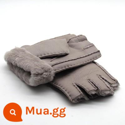 Furmop Half -Finger Găng tay mùa đông lạnh -Proof Warm Wear Semi -Writed Writing Bàn phím Chạm cảm ứng màn hình cảm ứng Dew Finger Không có ngón tay - Len da cừu trắng nhạt nửa ngón tay nữ