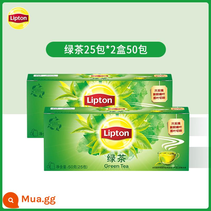 Trà đen Lipton thẻ vàng 25 gói lá trà xanh ủ trà lài Trà Lipton túi lọc trà thảo mộc trà túi lọc nước - Trà xanh tuyển chọn 25 túi*2 hộp