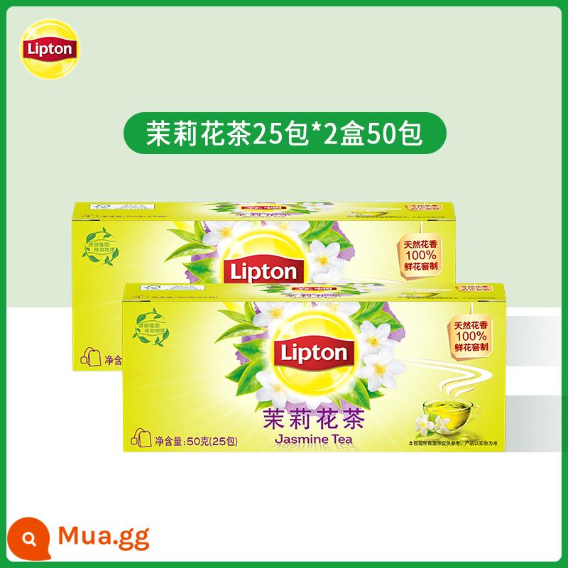 Trà đen Lipton thẻ vàng 25 gói lá trà xanh ủ trà lài Trà Lipton túi lọc trà thảo mộc trà túi lọc nước - Trà hoa nhài 25 túi*2 hộp