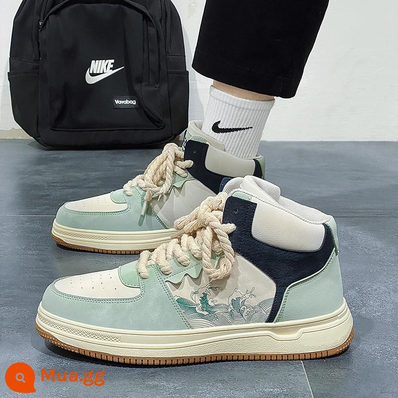 Giày Nam 2022 Mới Thu Đông Nam Lông Cừu Ấm Áp Giày Sneaker Ống Cao Thích Hợp Giày Thể Thao Thường Ngày Giày Hợp Thời Trang - Z1081 xanh nhạt