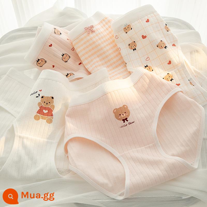 100% Cotton Bé Gái Quần Sịp Cotton Trẻ Em Quần Sịp Cotton Quần Bé Gái Trẻ Trung Và Lớn 12 Tuổi - 5 đầu gấu hồng