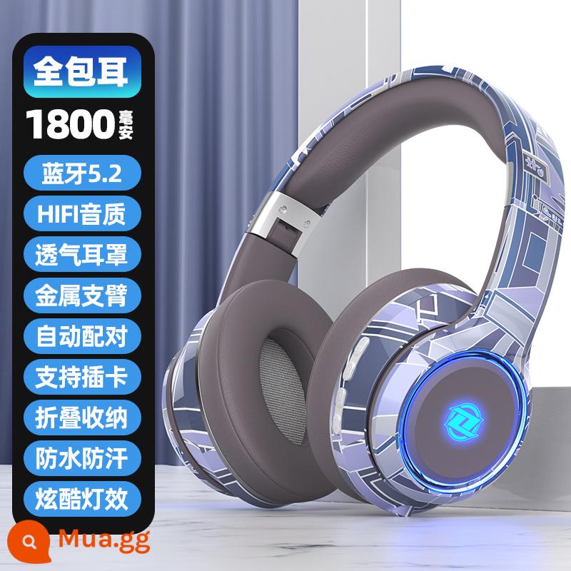 Trò chơi thể thao điện tử Tai nghe Bluetooth gắn trên đầu tai nghe không dây tích hợp tất cả giảm tiếng ồn máy tính xách tay có dây điện thoại di động phổ thông - Guochao Shiyuan Grey [Bluetooth 5.2 cao cấp + hiệu ứng ánh sáng cố định + phổ biến cho điện thoại di động và máy tính]