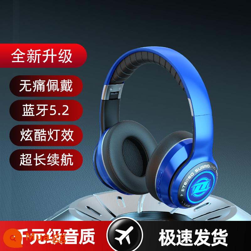 Tai nghe bluetooth thể thao điện tử tai nghe trò chơi gắn trên đầu có dây và không dây sử dụng kép điện thoại di động có thể gập lại ở chế độ chờ siêu dài máy tính - Màu xanh thời thượng [Phiên bản nâng cấp] Bluetooth 5.2 Lõi mạnh + Ánh sáng chuyển màu đầy màu sắc + Bịt tai lớn thoải mái