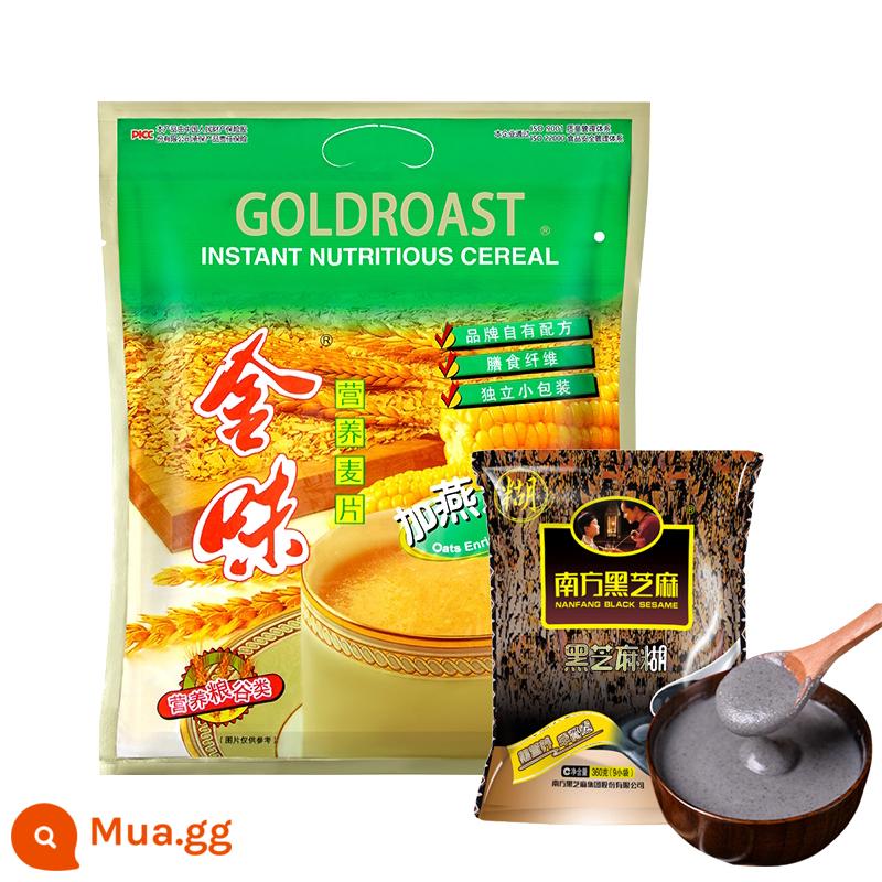 Golden Nutrition Hương vị nguyên bản Bột yến mạch Thức uống bữa sáng ngọt ngào 600g Thức ăn nhanh Thay thế bữa ăn lười Chứa đường Tăng cường canxi - Thêm 1 túi yến mạch được 360g hạt vừng đen miền Nam