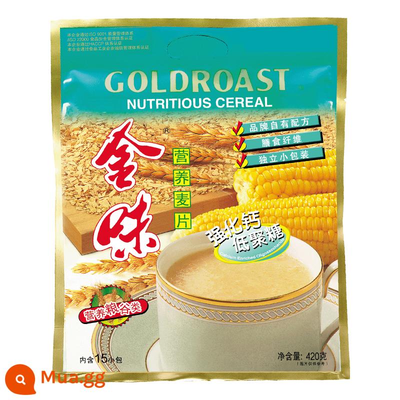 Golden Nutrition Hương vị nguyên bản Bột yến mạch Thức uống bữa sáng ngọt ngào 600g Thức ăn nhanh Thay thế bữa ăn lười Chứa đường Tăng cường canxi - [Hương vị mới] Oligosacarit 420g-15 gói