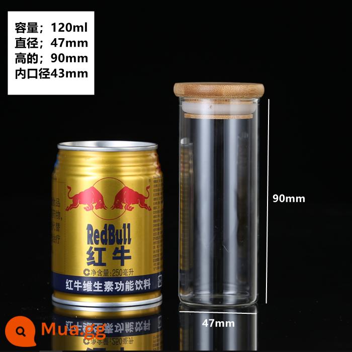 50/150/200ML tre cao cấp nắp thủy tinh chai mọng nước bột viên đóng gói mẫu chai nút chai rỗng chai thuốc - Nắp tre 47*90 120ml