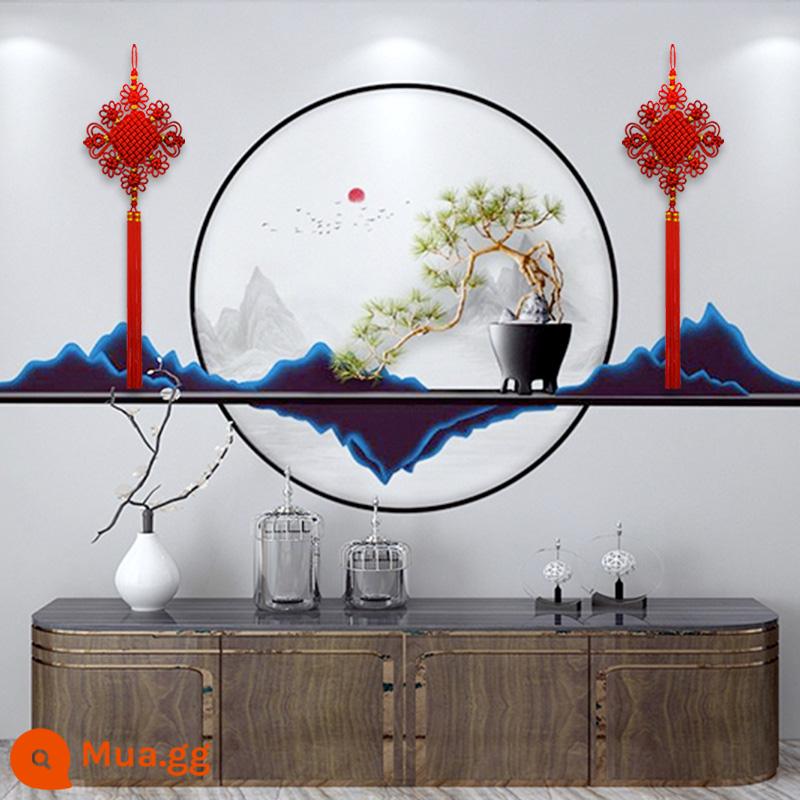 Qiaoyi Boutique Trung Quốc Nút Thắt Mặt Dây Chuyền Lớn Handmade Sợi Tơ Lối Vào Trang Trí Phong Cách Trung Hoa Quà Tặng Tân Gia Đồng Tâm Yên Bình Nút Thắt - Cặp nút hòa đồng tâm cỡ vừa, nút thắt đơn rộng 28cm dài 88cm