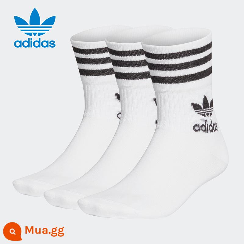 Adidas Vớ Trắng Nam Vớ Nữ Vớ Thường Mùa Xuân 2022 Cỏ Ba Lá Mới Vớ Thể Thao GD3575 - GD3575