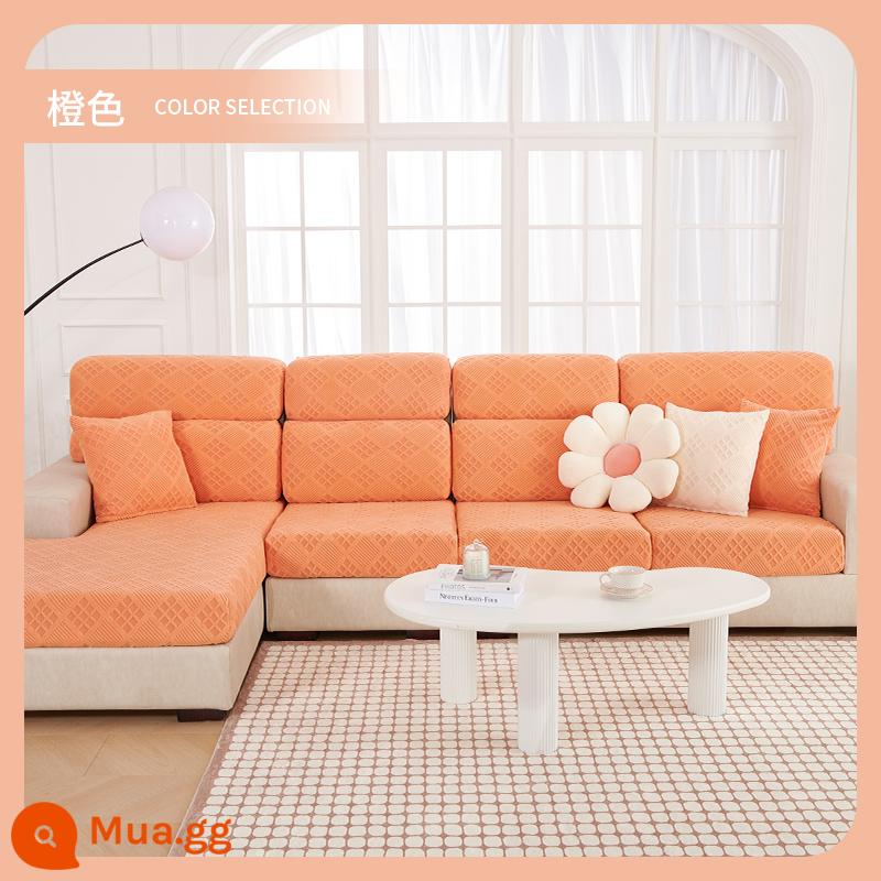 Bọc Ghế Sofa Tất Cả Bao Gồm Đa Năng Chống Trơn Trượt Thun Ghế Sofa Mùa Đông Sang Trọng Đệm Ba Ngồi Một Người Lắm miếng Lót Da - Kẻ sọc màu cam