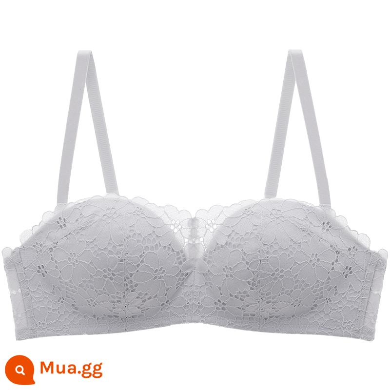 Vẻ đẹp đô thị trái tim hoa nhỏ cosmos ren không có vòng thép áo ngực sexy ngực nhỏ push up quần lót nữ 2B0505 - màu xám bạc nhạt