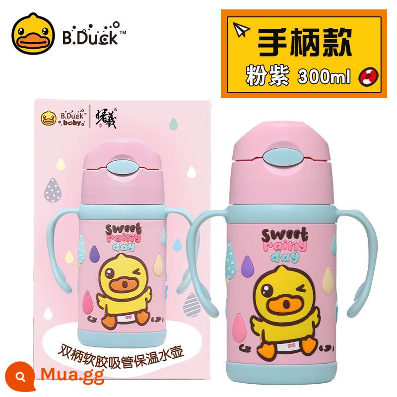 Bduck Little Yellow Duck Children Cup với đàn ông và phụ nữ trẻ em bé không gỉ Thép không gỉ Khăn uống uống nước uống nước uống - Mẫu mới Raining Duck 300ml màu hồng