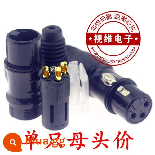 Đầu Canon, Đầu nối micrô, Đầu cắm cân bằng Canon 3 lõi, Đầu cắm nam và nữ Hyun Black mạ vàng Canon, Đầu Canon - Tiêu đề nữ đơn màu đen mới