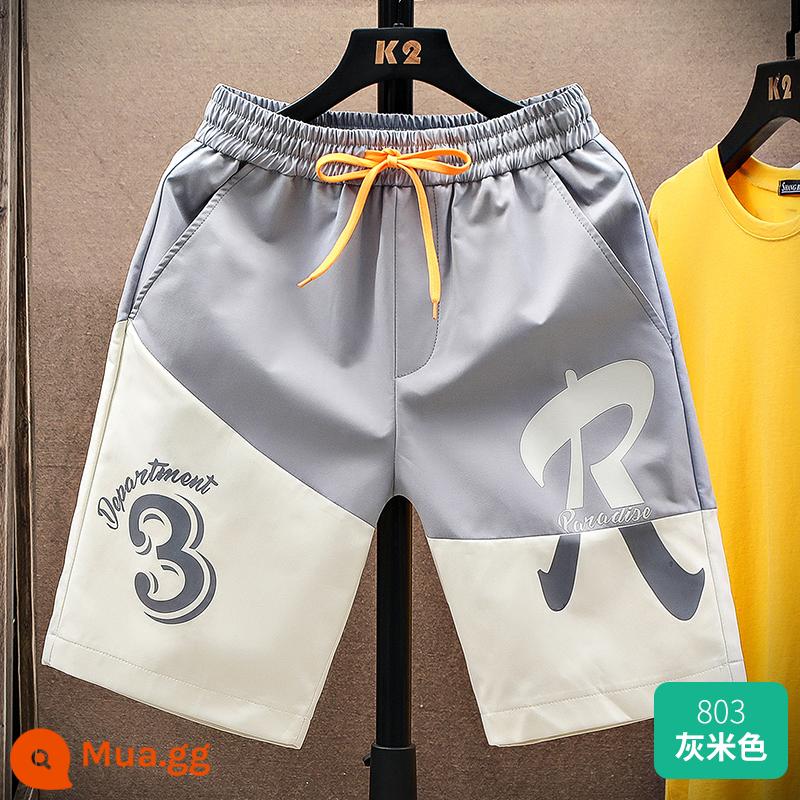 Quần short nam mùa hè mỏng phần quần short nam thường ngày khô nhanh giải trí lưới màu đỏ hợp thời trang thương hiệu quần thể thao áo khoác ngoài quần năm điểm nam - 803 gạo xám