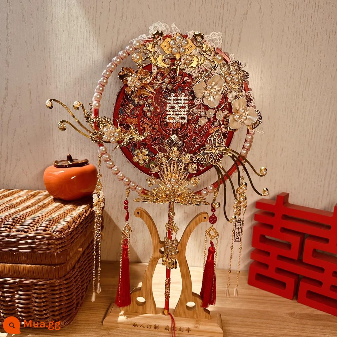 Của cô dâu kiểu Trung Quốc nhóm quạt Tú Hà quần áo cưới đám cưới quạt handmade chất liệu tự làm bao bì quà tặng bạn gái quạt - Suốt đời [Tuanhua đỏ]