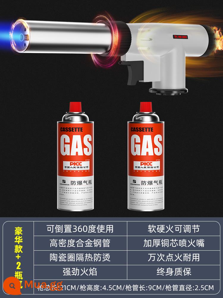 Súng Spitfire hộ gia đình băng cassette bình gas súng phun gas đánh lửa nướng heo bị cháy tóc đèn xịt di động đầu súng phun - Mẫu chữa cháy hạng nặng sang trọng + 2 bình gas nhập khẩu - đảo ngược 360°/thùng dày/tiết kiệm gas chữa cháy hạng nặng