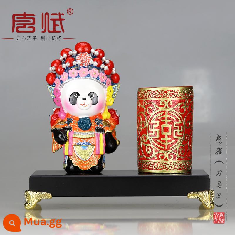 Tứ Xuyên Opera Face Trang trí Trang trí Panda Pen Chủ kỷ niệm Du lịch Tứ Xuyên Thành Đô Nghề thủ công gió Trung Quốc Quà tặng nổi bật cho người nước ngoài - Hình dạng gấu trúc-(Daoma Dan)