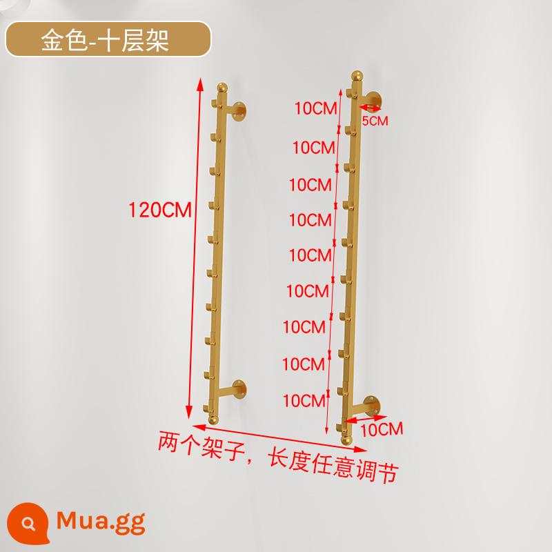 Giá trưng bày cờ hiệu treo tường móc áo nhiều lớp bệnh viện trường học kệ lưu trữ quảng cáo cờ đuôi nheo kệ lưu trữ đặc biệt - Cao 120cm, 10 lớp nano vàng, free vít và miếng dán không cần đinh