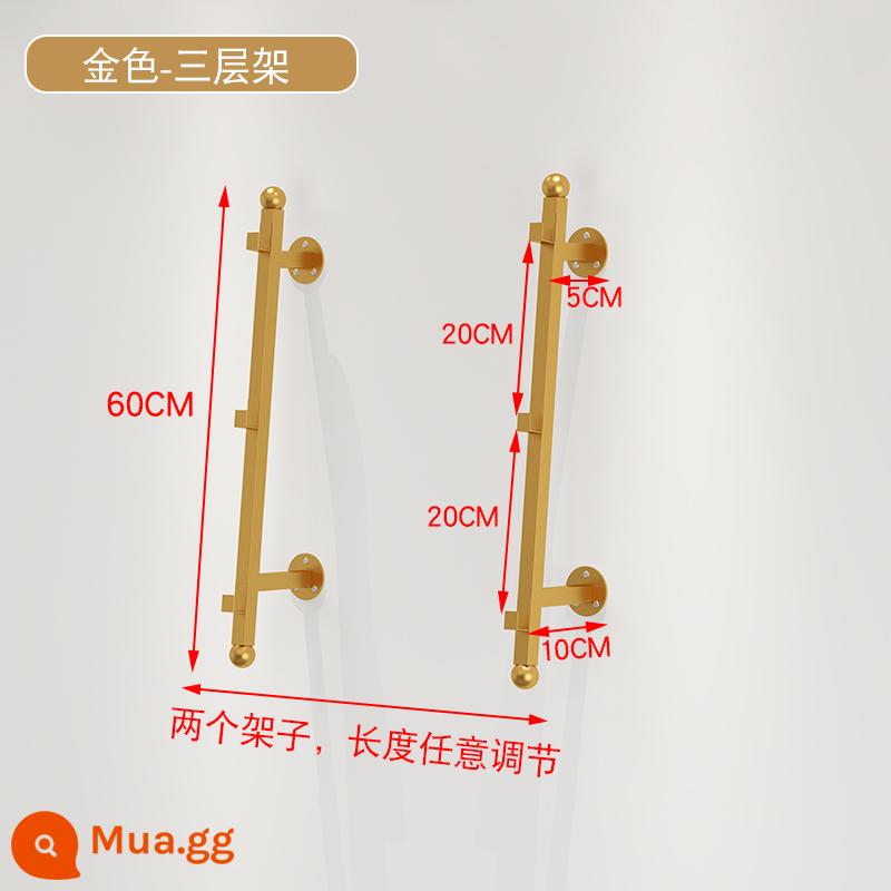 Giá trưng bày cờ hiệu treo tường móc áo nhiều lớp bệnh viện trường học kệ lưu trữ quảng cáo cờ đuôi nheo kệ lưu trữ đặc biệt - Cặp 3 lớp vàng nano cao 60cm, free vít và miếng dán không đinh