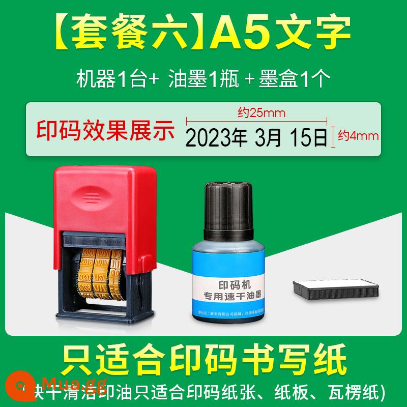 Máy mã hóa in ngày sản xuất cầm tay sổ tay nhỏ có thể điều chỉnh năm tháng ngày tem mực tự động trở lại thùng carton bao bì túi ngày thay đổi hiện vật đổi mã máy in phun in nhà máy in ngày - Gói 6: A5 vật lý năm, tháng, ngày + 1 lọ mực