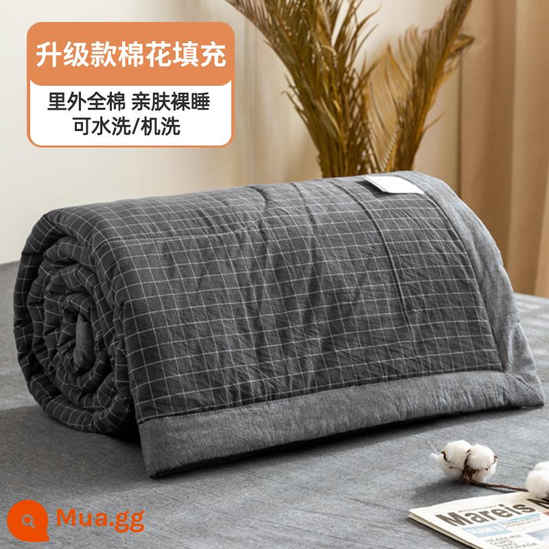 100% cotton bên trong và bên ngoài chăn mùa hè chăn điều hòa mùa hè chăn mát cotton nguyên chất đôi đơn có thể giặt bằng máy mùa hè lõi chăn mỏng - Lưới màu xám mới [100% cotton bên trong và bên ngoài, mềm mại và thân thiện với da]