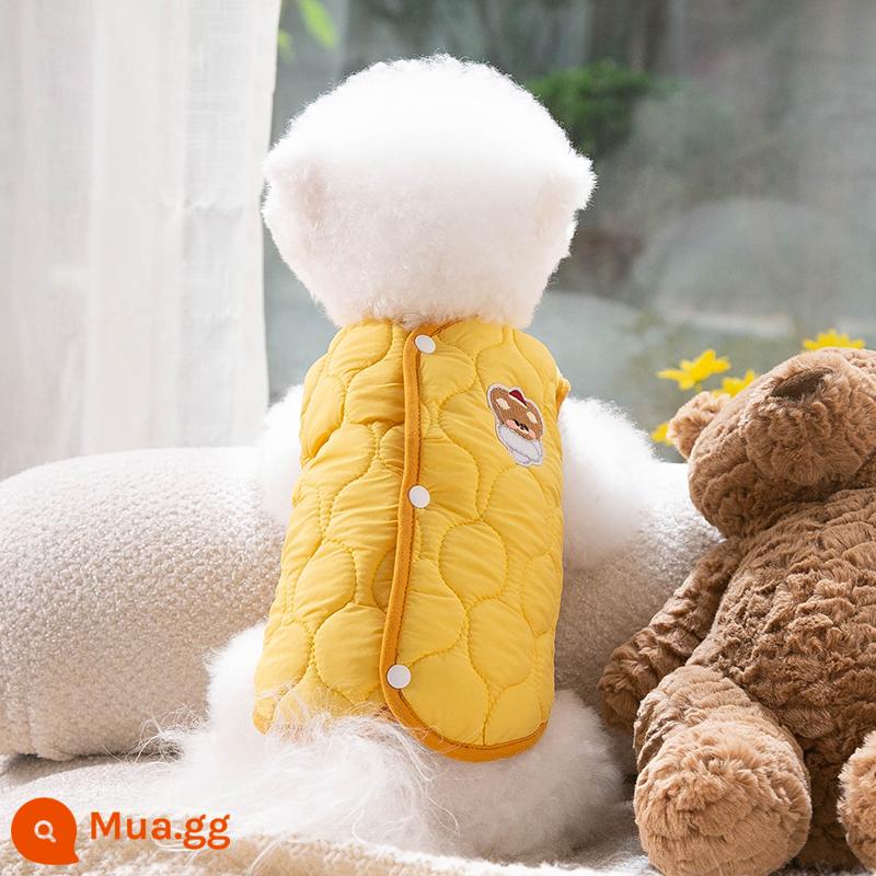 Người nổi tiếng trên mạng con chó con quần áo thu đông vest Teddy Bichon Pomeranian Schnauzer chó nhỏ thú cưng mùa đông ấm áp - Gấu vàng (loại nút quay lại)