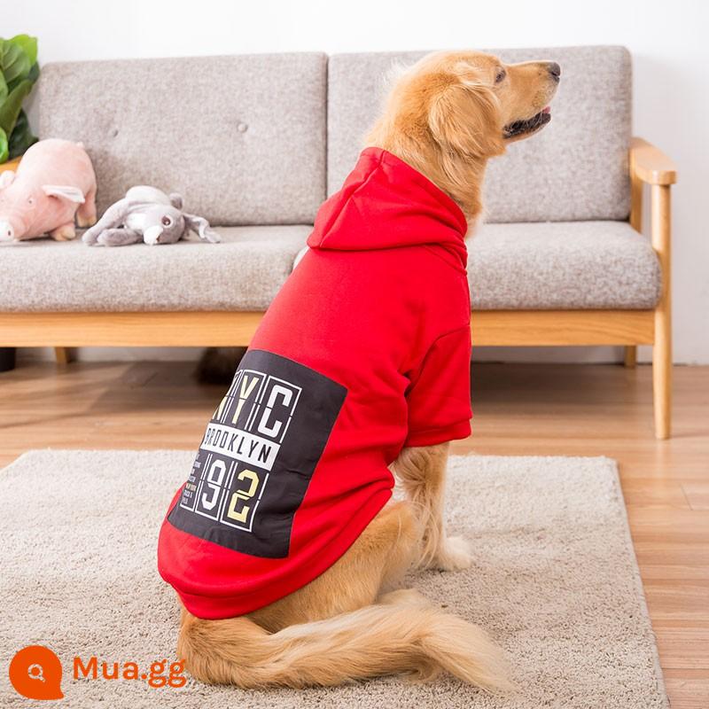 Quần áo mùa xuân và mùa thu cho chó lớn Labrador Golden Retriever Shiba Inu Samoyed mùa xuân quần áo mùa xuân cho thú cưng lớn cỡ trung bình - tiếng anh đỏ