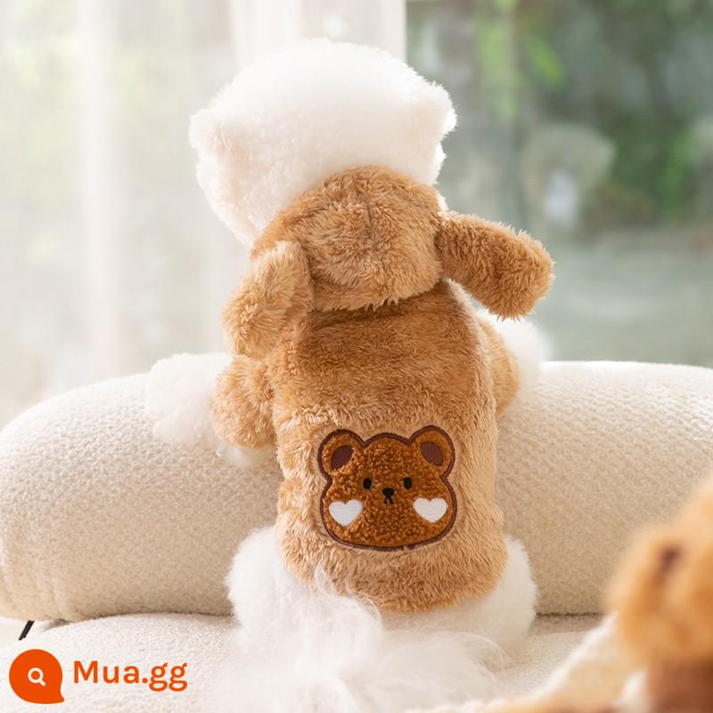 Thỏ năm mới có dây xích chó con Chúc mừng năm mới quần áo mùa đông Teddy Bixiong mèo con chó nhỏ thú cưng mùa thu đông - gấu nâu