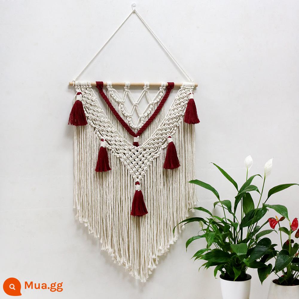 Phong Cách Bắc Âu Giường Và Bữa Sáng Trang Trí Tường Phòng Ngủ Dệt Thảm Thủ Công Lông Lá Bohemian Treo Tường Trang Trí Mặt Dây Chuyền - Màu be z181(55*80cm)