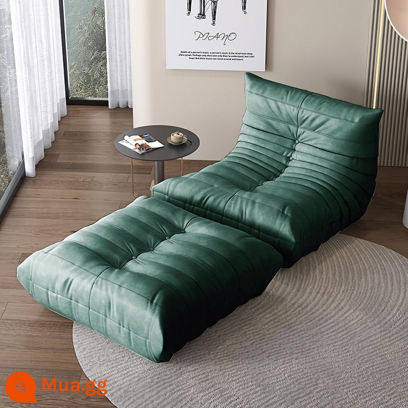 Sofa lười có thể nằm và ngủ sofa sâu bướm ban công chiếu tatami sofa phòng ngủ nhỏ sofa đơn ghế lười - Xanh đậm [da lộn nhập khẩu] + bàn đạp