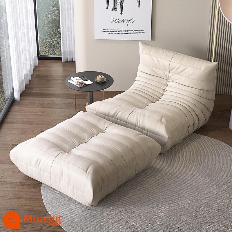 Sofa lười có thể nằm và ngủ sofa sâu bướm ban công chiếu tatami sofa phòng ngủ nhỏ sofa đơn ghế lười - Màu be [da lộn nhập khẩu] + bàn đạp