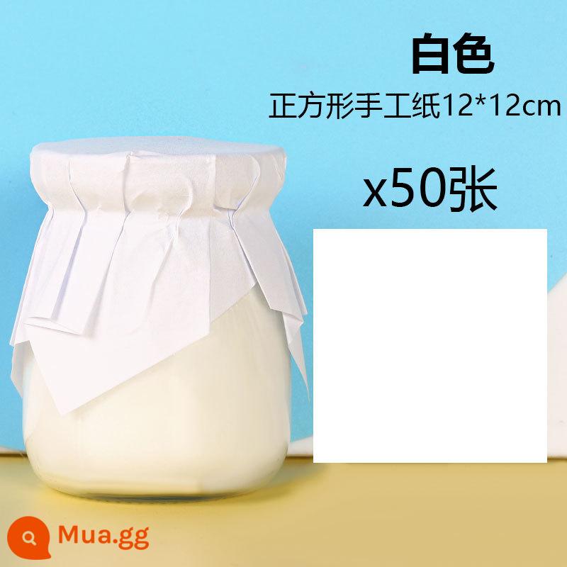 Giấy niêm phong màu Giấy gói cốc Pudding Phụ kiện trang trí Nắp chai thủy tinh Dây đeo bằng giấy Cánh Bàn tráng miệng cắm - Giấy bọc bánh pudding trắng 50 tờ